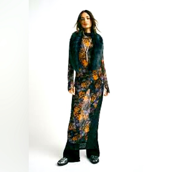 Free People Dresses & Skirts - Free People High  Expectations maxi slip dress Size Medium Black Floral Sheer